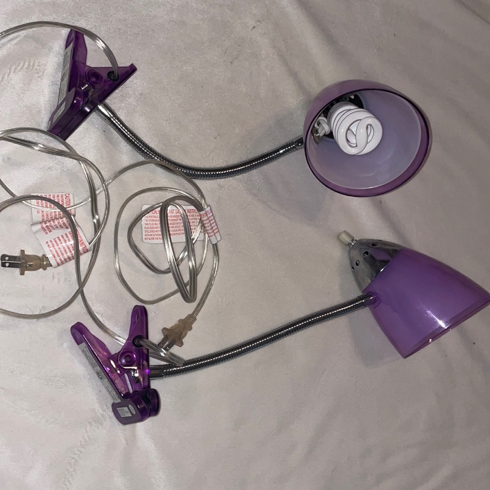 Purple clip-on desk lamps
